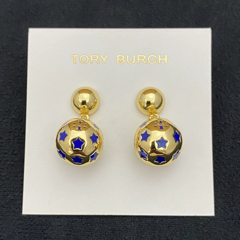 Tory Burch Enamel Star Letter Drop Earrings